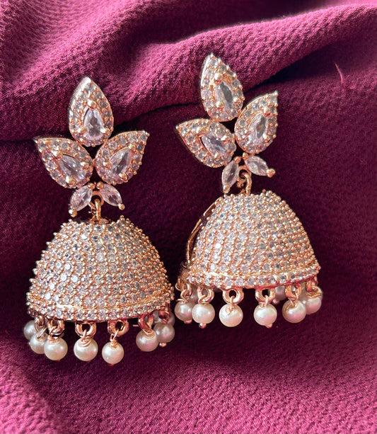 Rose Gold Elegance Traditional Jhumka - Mivanaa