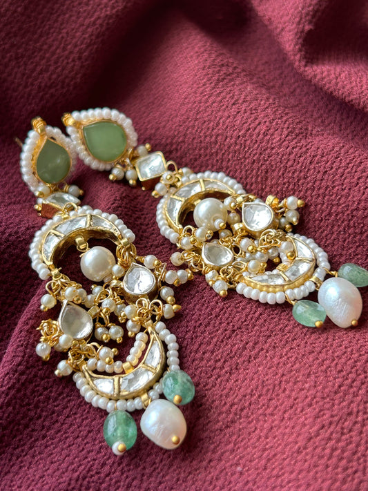 Mint Majesty Pacchi Kundan Earrings - Mivanaa