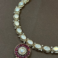 Elegant Ruby Kundan Teardrop Necklace Set