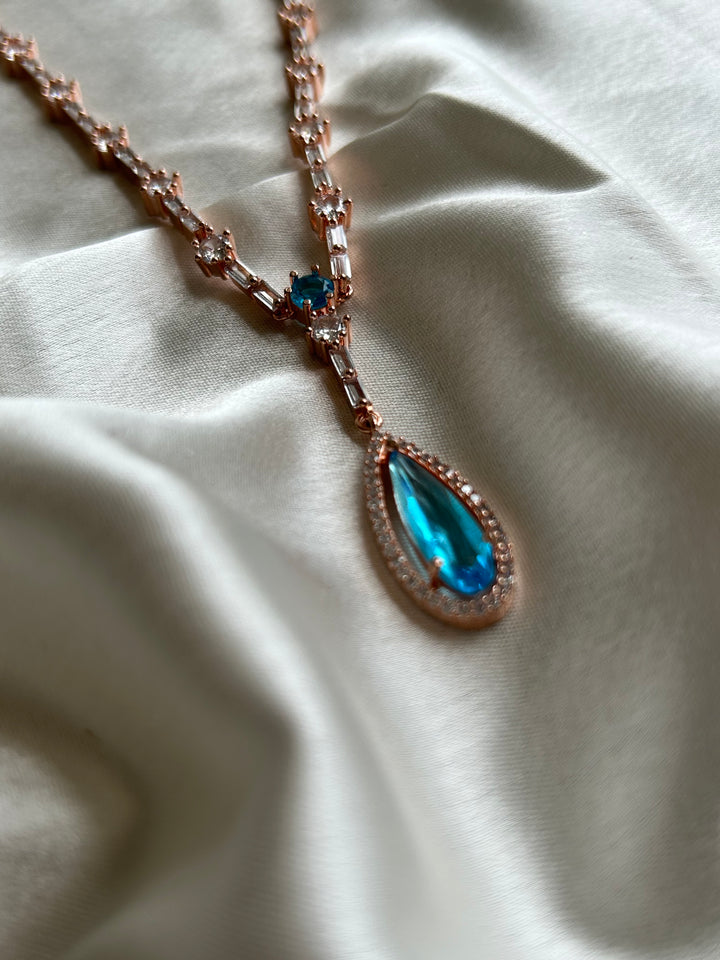 Blue American Diamond Necklace - Mivanaa