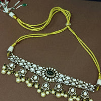 Royal Green Kundan Pearl Choker Necklace Set