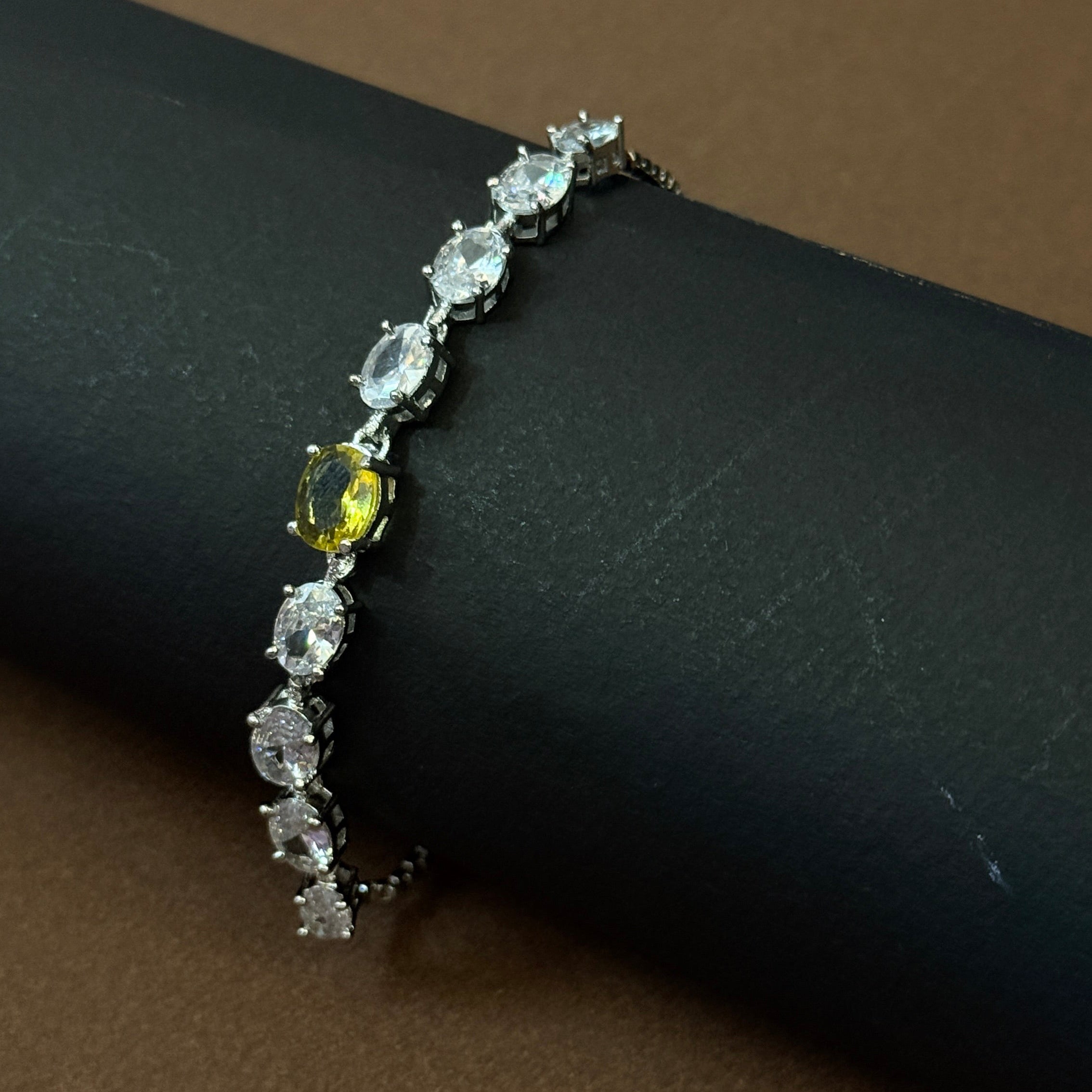 Elegant Yellow Crystal Drop Earrings & Silver Zircon Necklace
