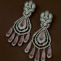 Rose Pink Teardrop Chandelier Earrings