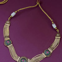 Traditional Green Stone Gold Plated Necklace Set