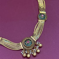 Traditional Green Stone Gold Plated Necklace Set