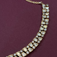 Luxury Gold Plated Polki Kundan Necklace Set with Stud Earrings