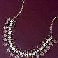 Real Polki baby pink Necklace & Earrings Set