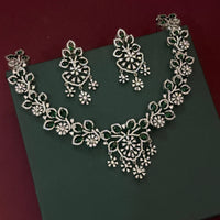 Emerald Floral Diamond Look Necklace Set