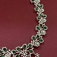 Emerald Floral Diamond Look Necklace Set