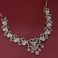 Emerald Floral Diamond Look Necklace Set