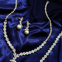 Queen Victorian &nbsp;3 piece CZ Necklace Set with Pearl Drop