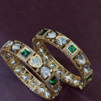 Emerald Glow Kundan Bangles