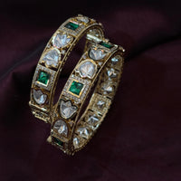 Emerald Glow Kundan Bangles