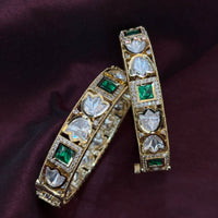 Emerald Glow Kundan Bangles