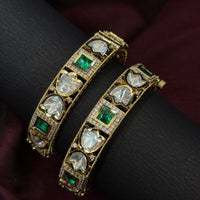 Emerald Glow Kundan Bangles