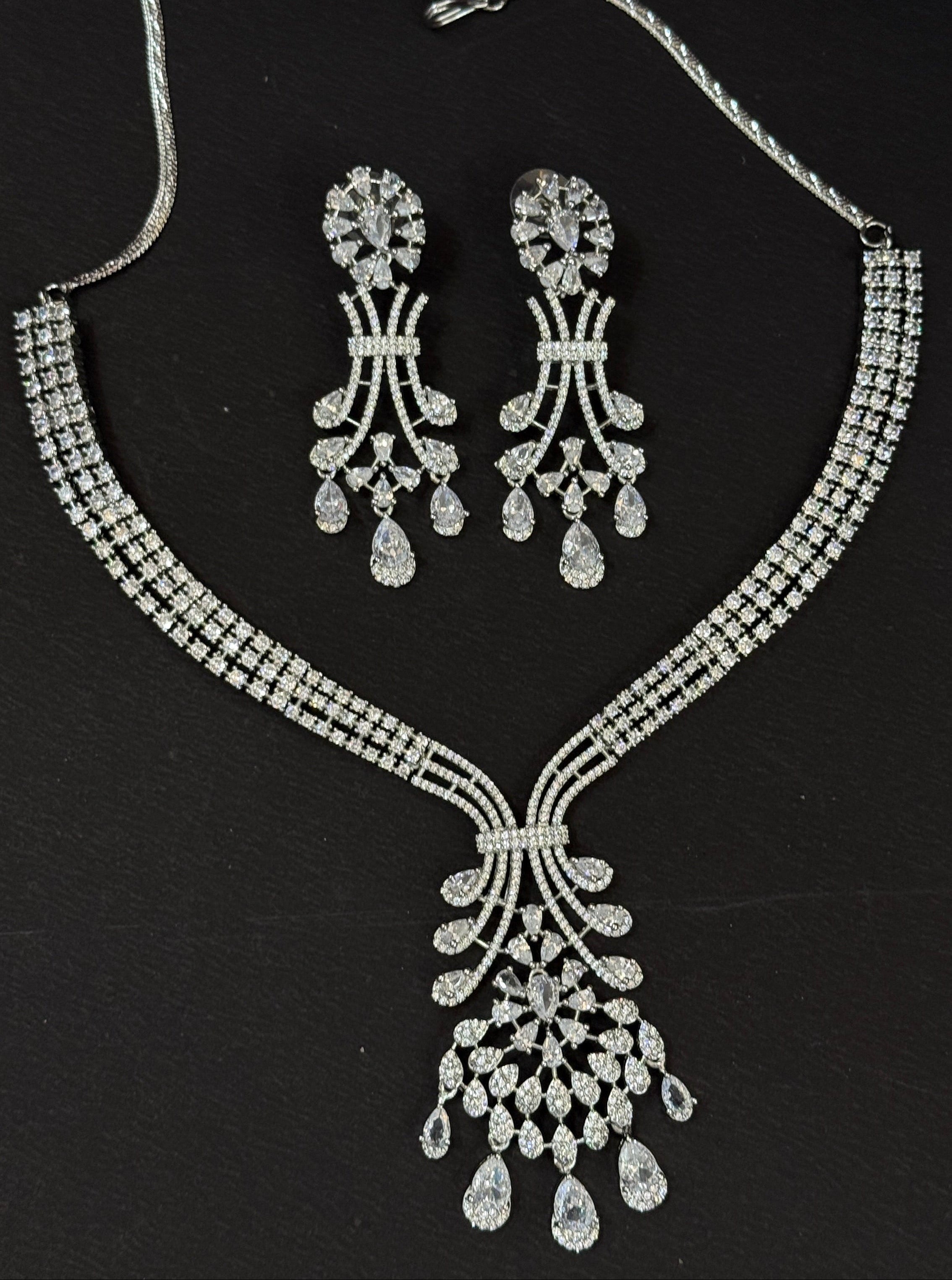 Dazzling Diamond-Cut CZ Necklace & Earring Set