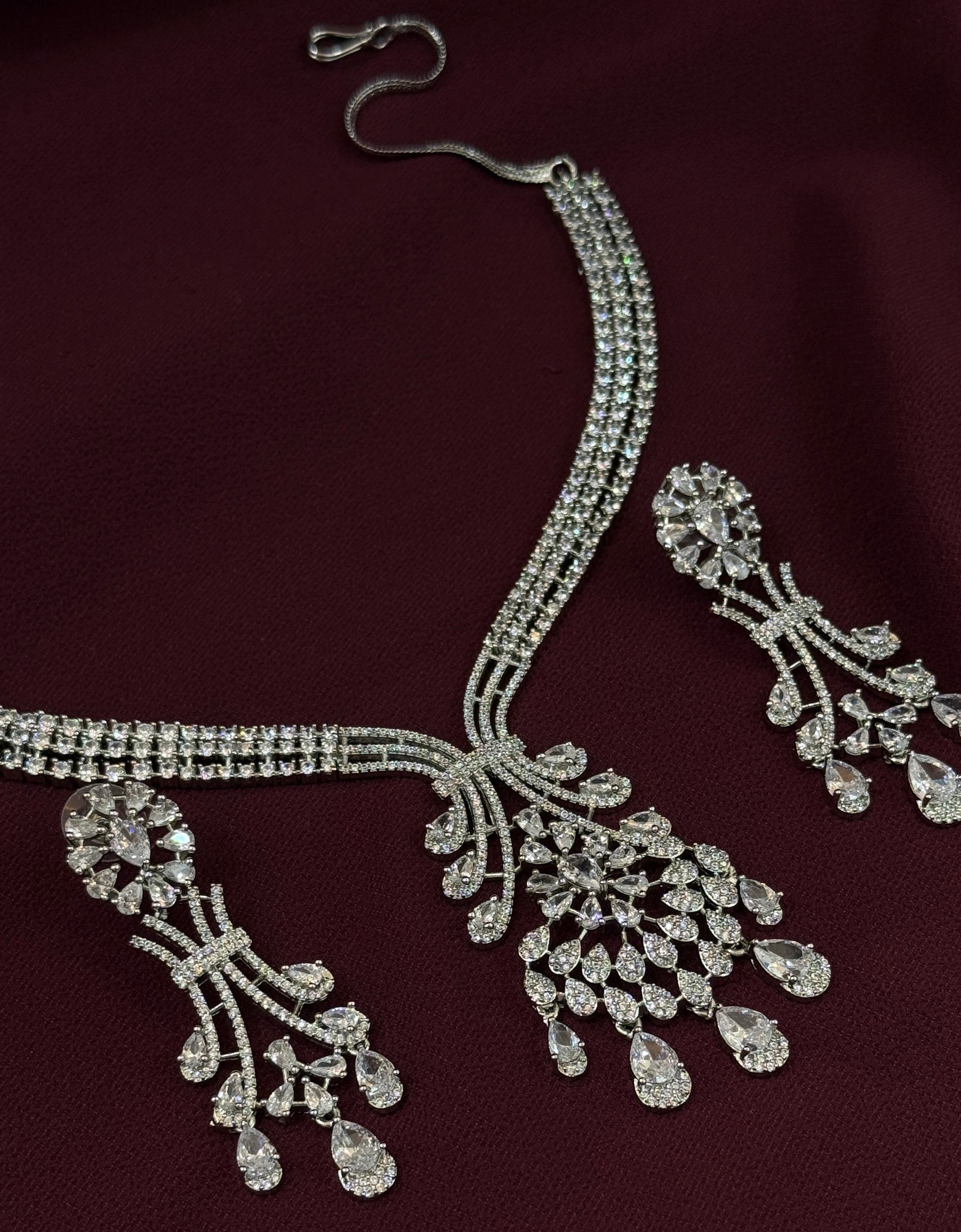 Dazzling Diamond-Cut CZ Necklace & Earring Set