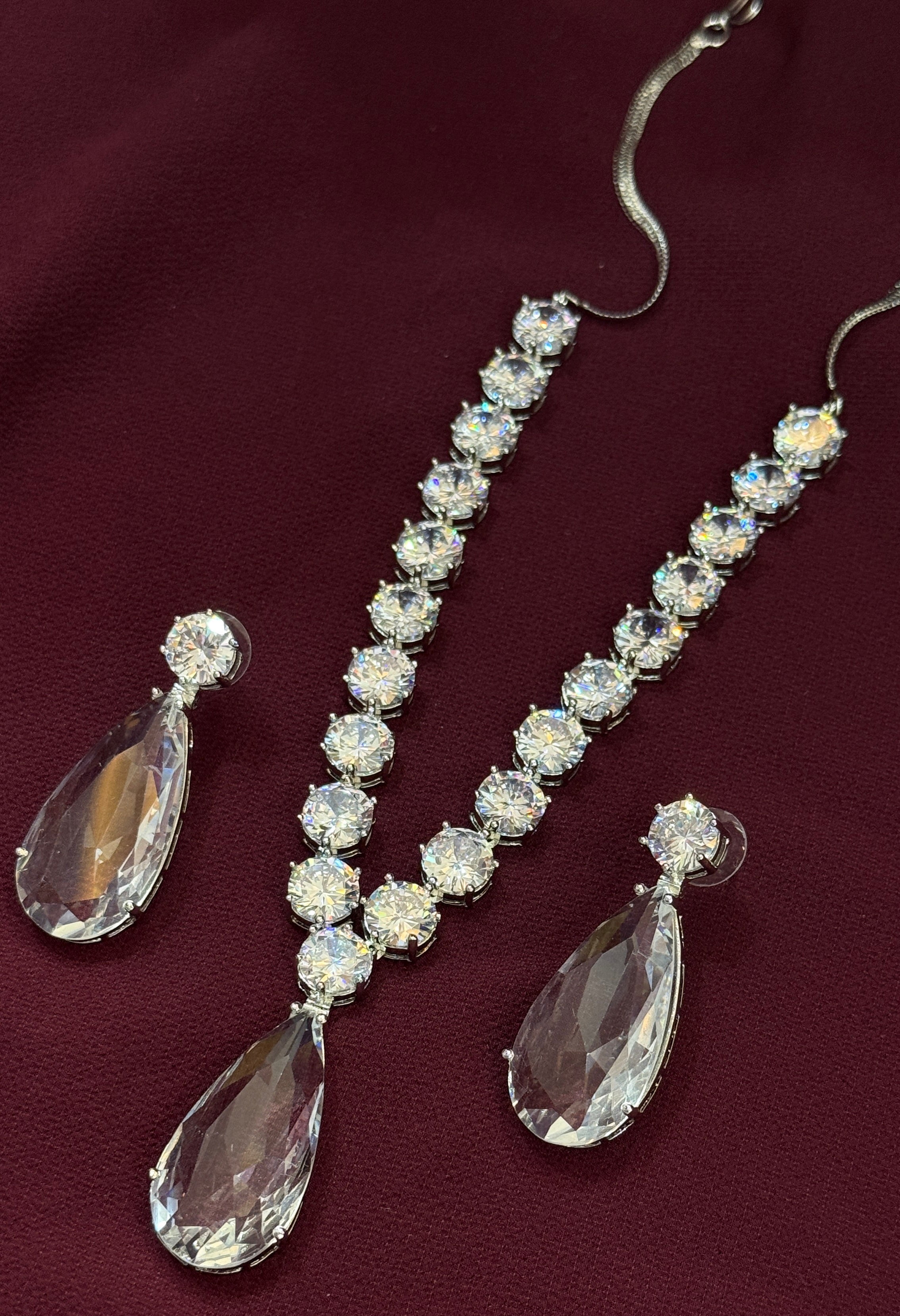 Dazzling Diamond Teardrop Necklace & Earring Set