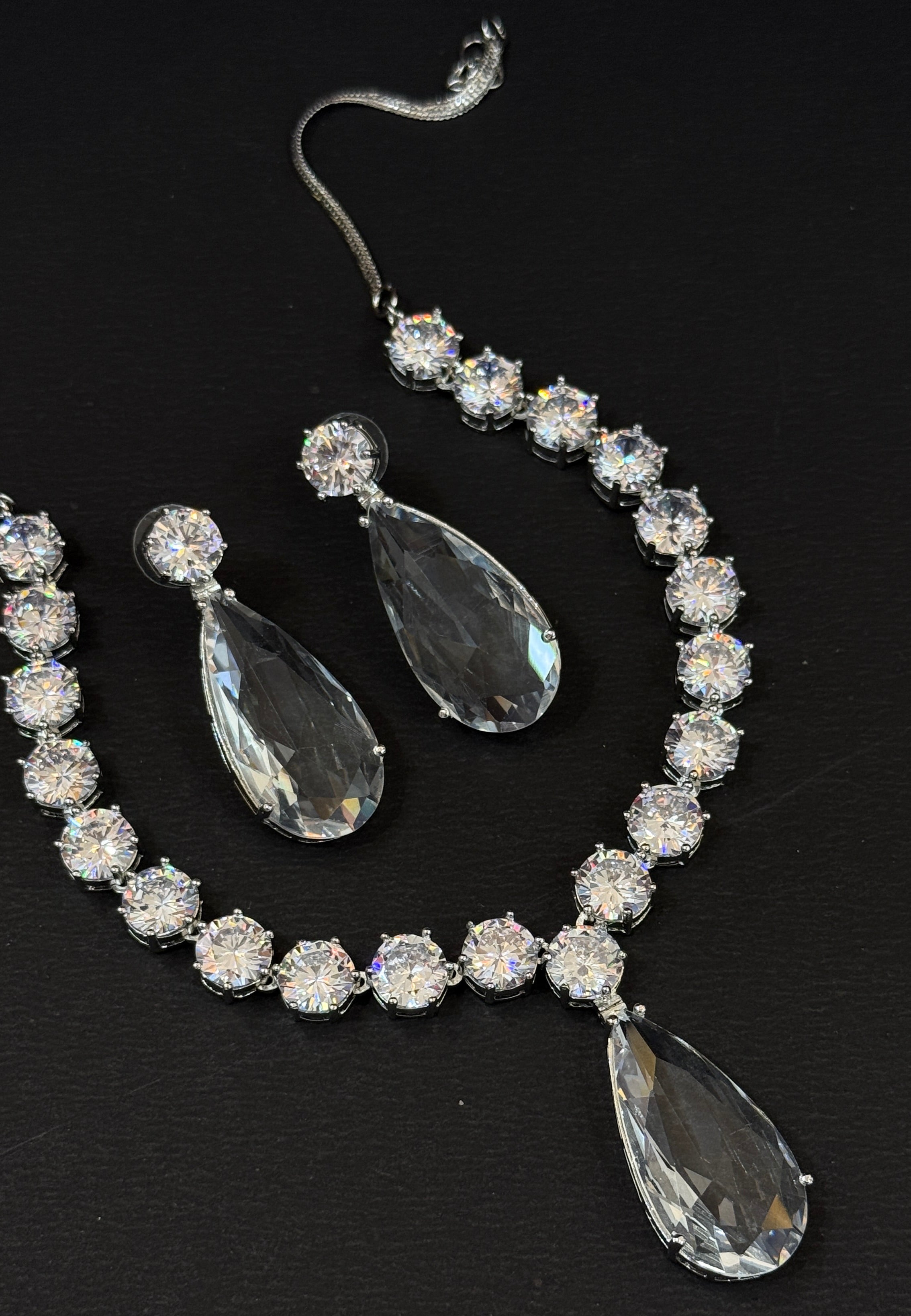 Dazzling Diamond Teardrop Necklace & Earring Set