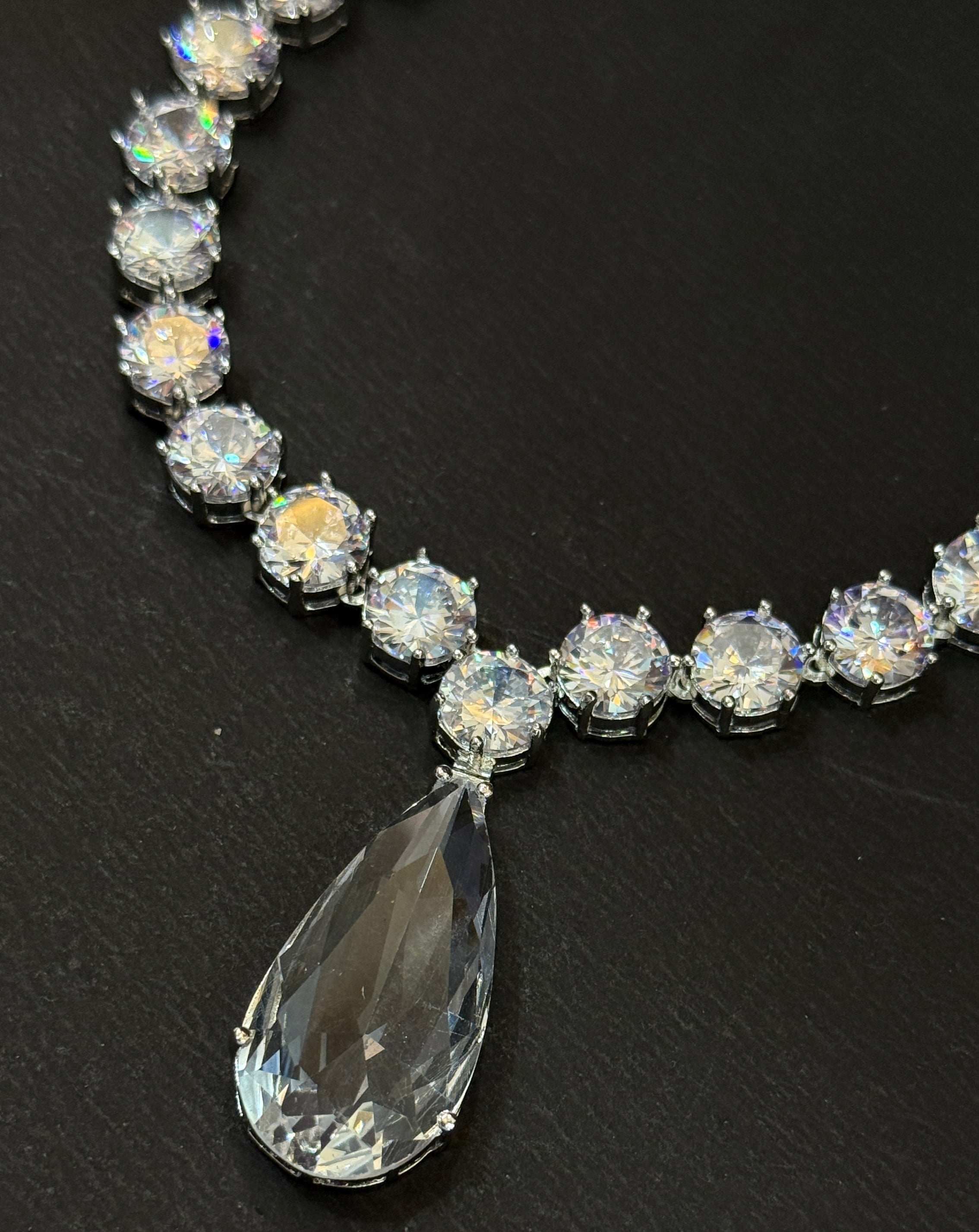 Dazzling Diamond Teardrop Necklace & Earring Set