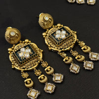 Regal Antique Gold Plated Kundan Bridal Necklace Set