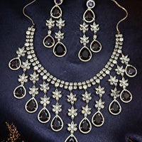 Lavender Teardrop American Diamond Statement Jewelry Set for Women