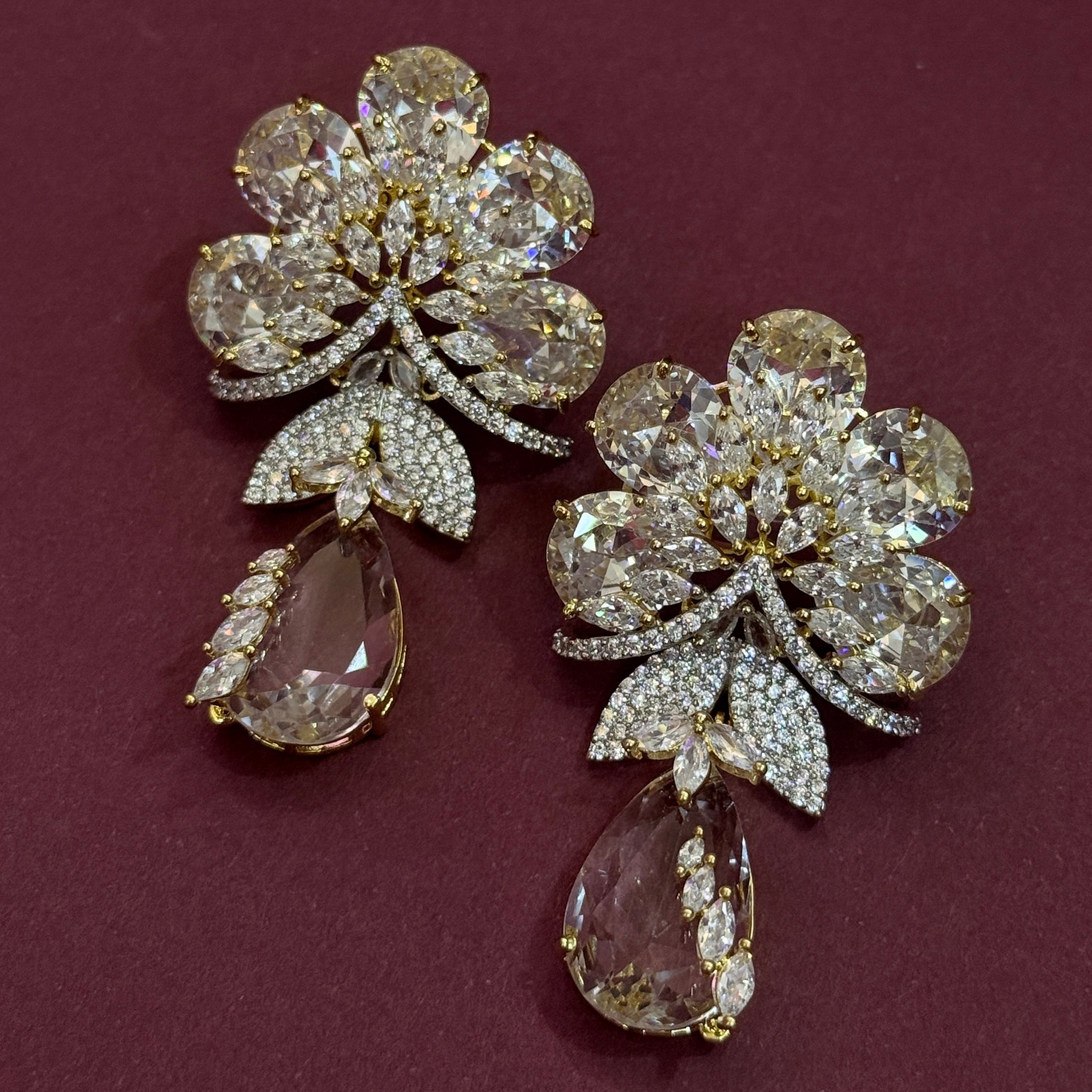 Luxury Floral Crystal Drop Earrings