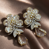 Luxury Floral Crystal Drop Earrings
