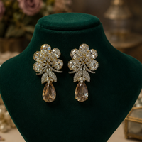 Luxury Floral Crystal Drop Earrings