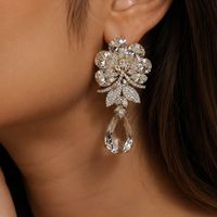 Luxury Floral Crystal Drop Earrings