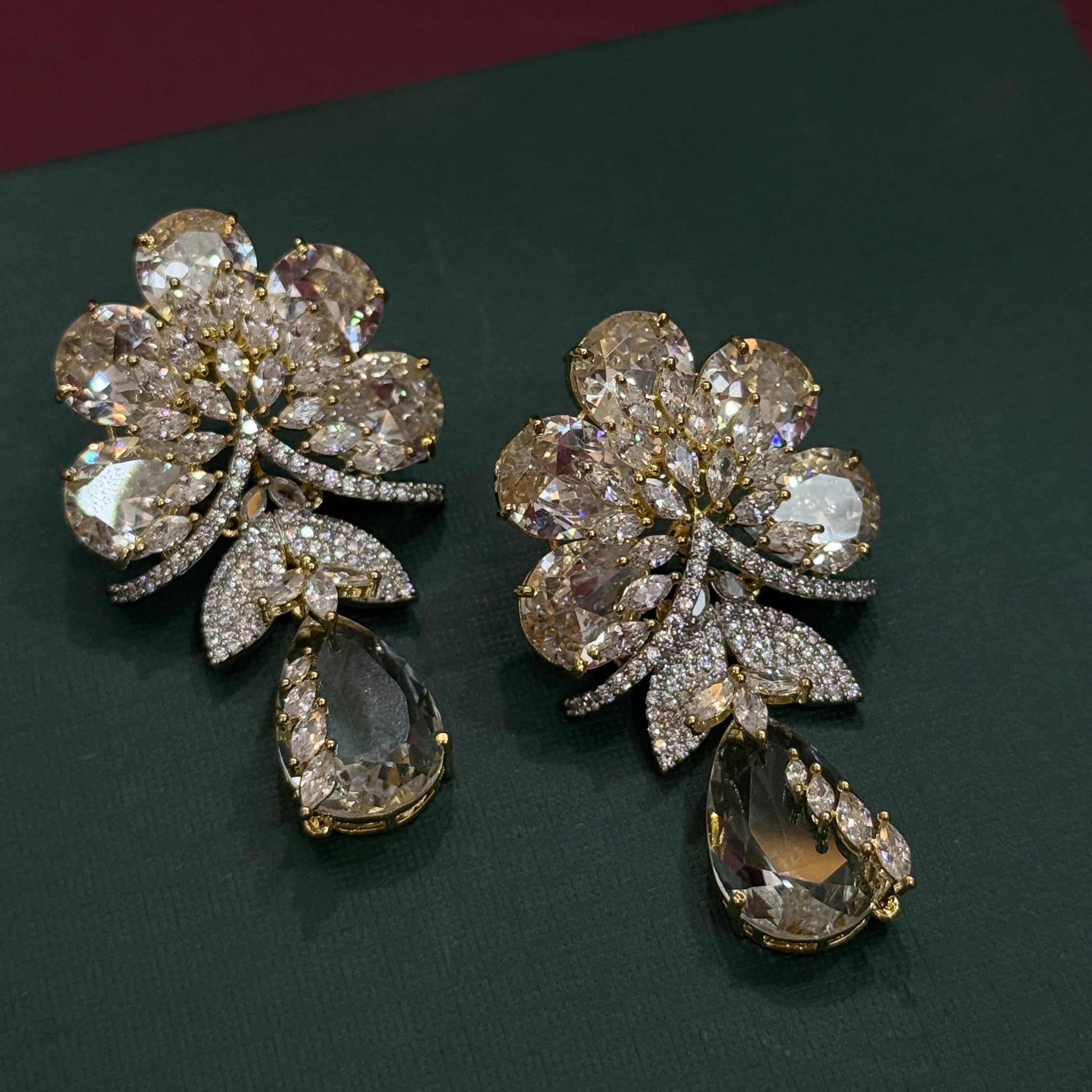 Luxury Floral Crystal Drop Earrings