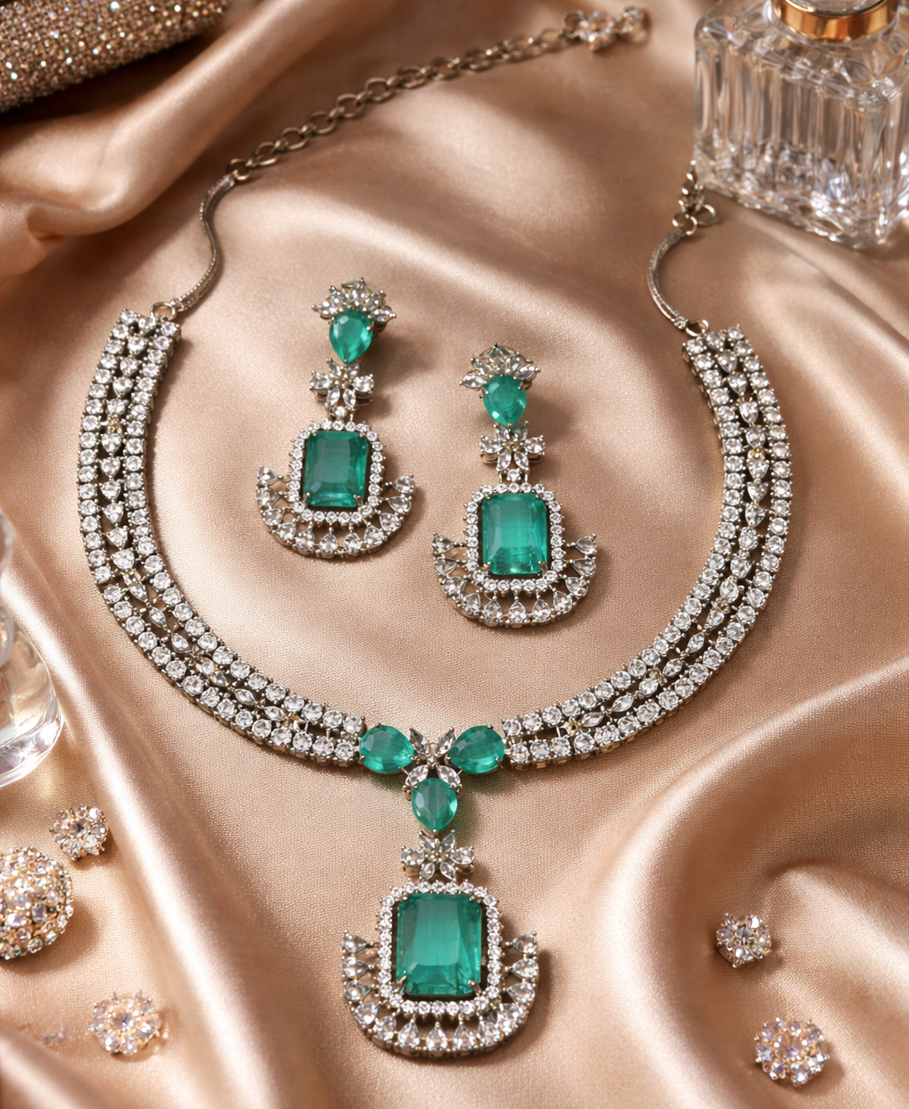 Mint Royale CZ & Doublet Stone Partywear Necklace Set