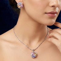 Elegant Multicolor Crystal 2 piece pendant set + Free Ring
