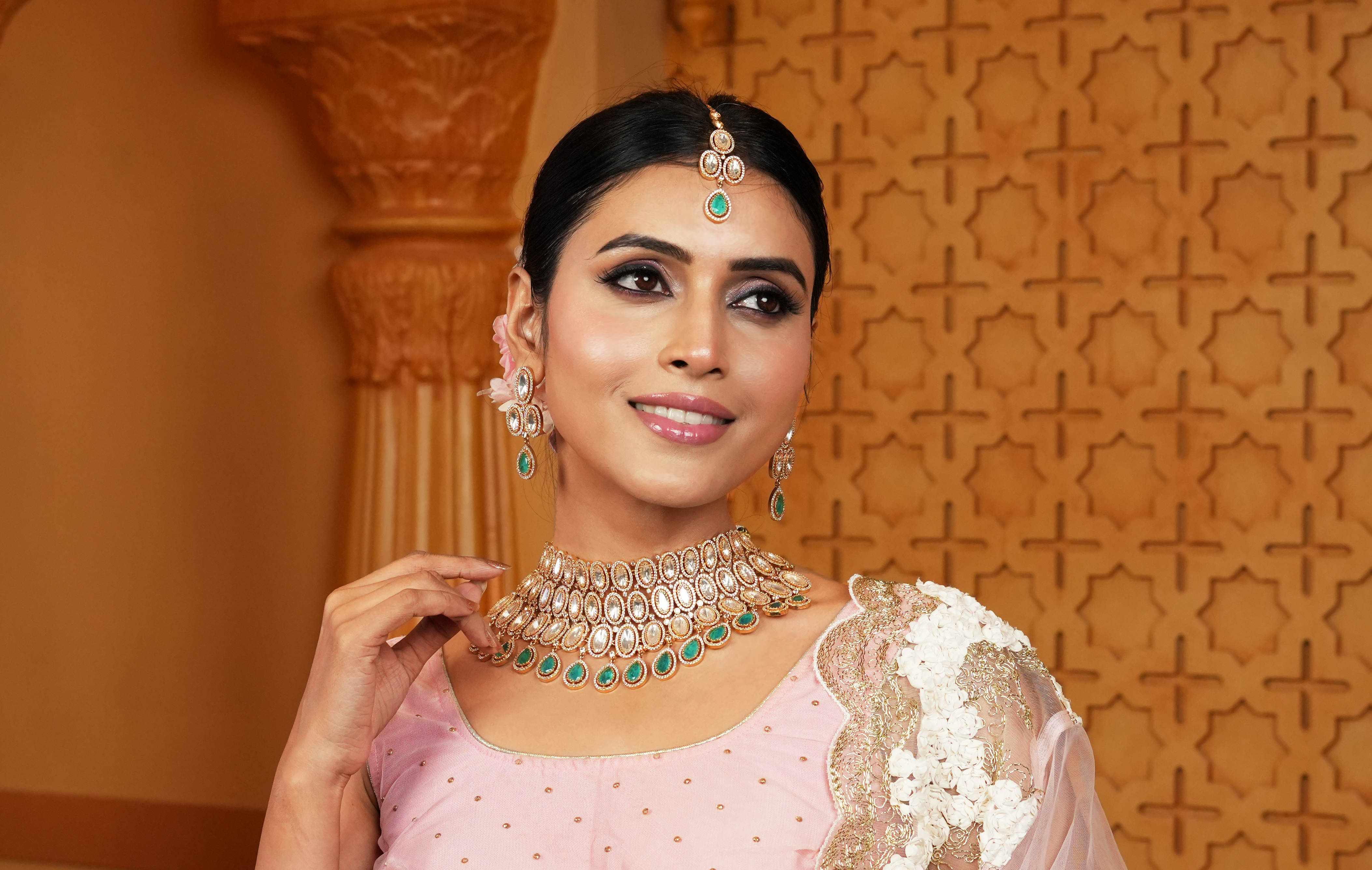 Mint Grace Polki Kundan Bridal Necklace Set