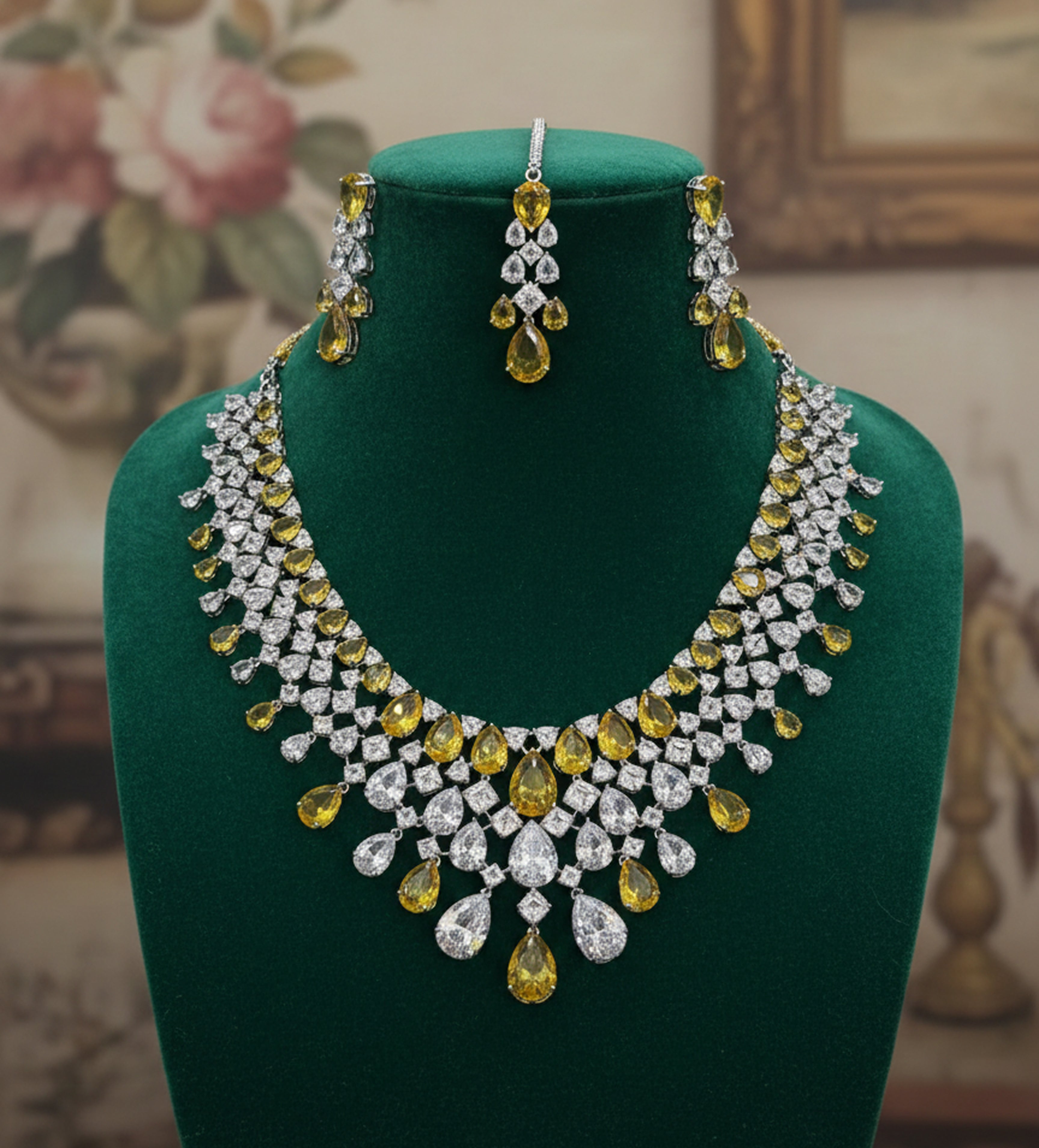 Luxury Diamond & Yellow CZ Set