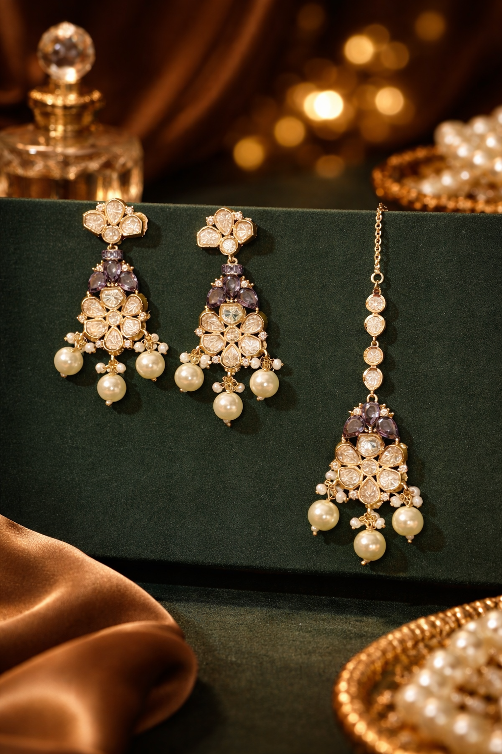 Royal Purple Polki Kundan Pearl