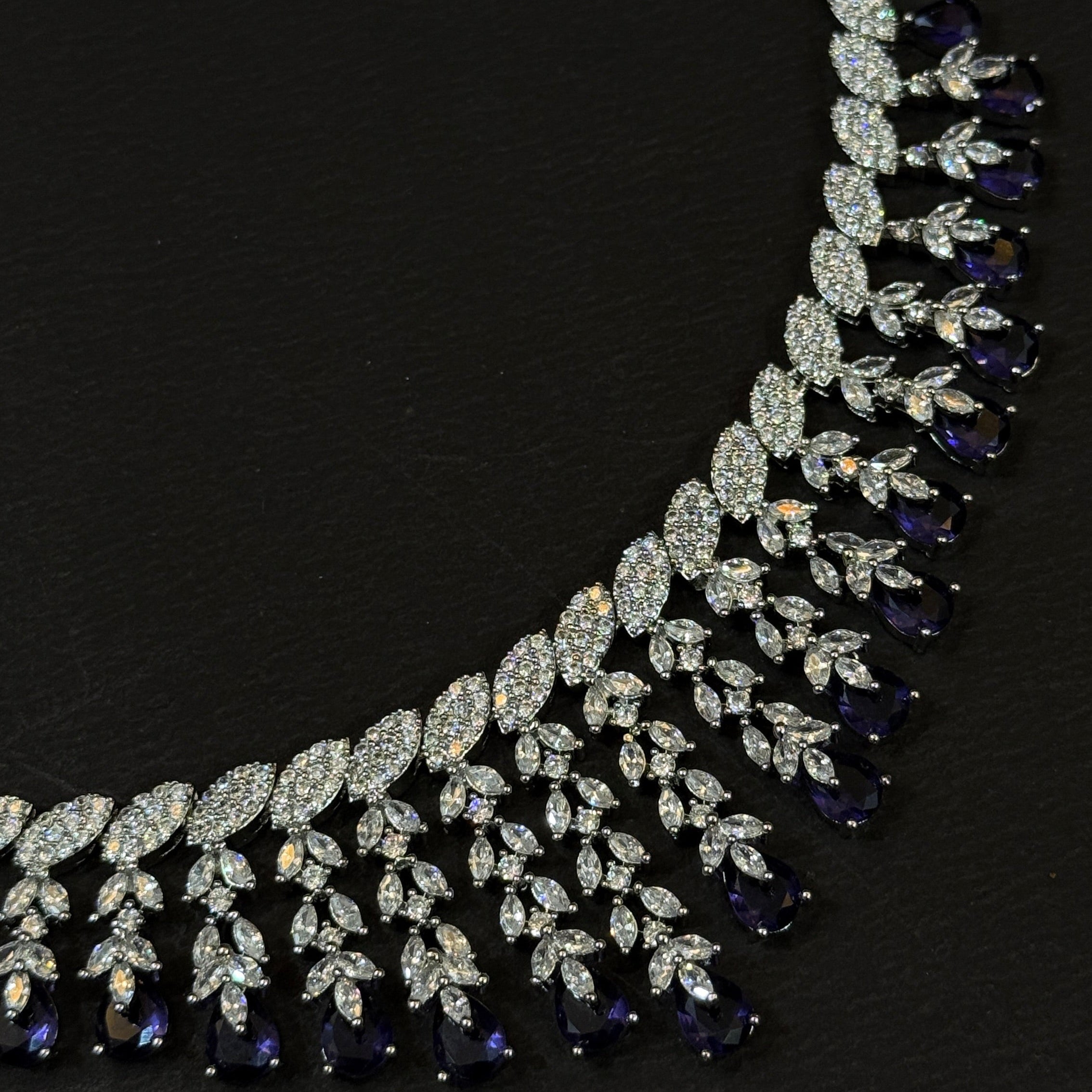 Purple Raindrop Dazzle Necklace & Earring Set