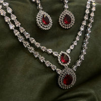 AD Red Wine Charm Partywear Neckset-Mivanaa