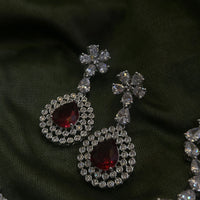 AD Red Wine Charm Partywear Neckset-Mivanaa