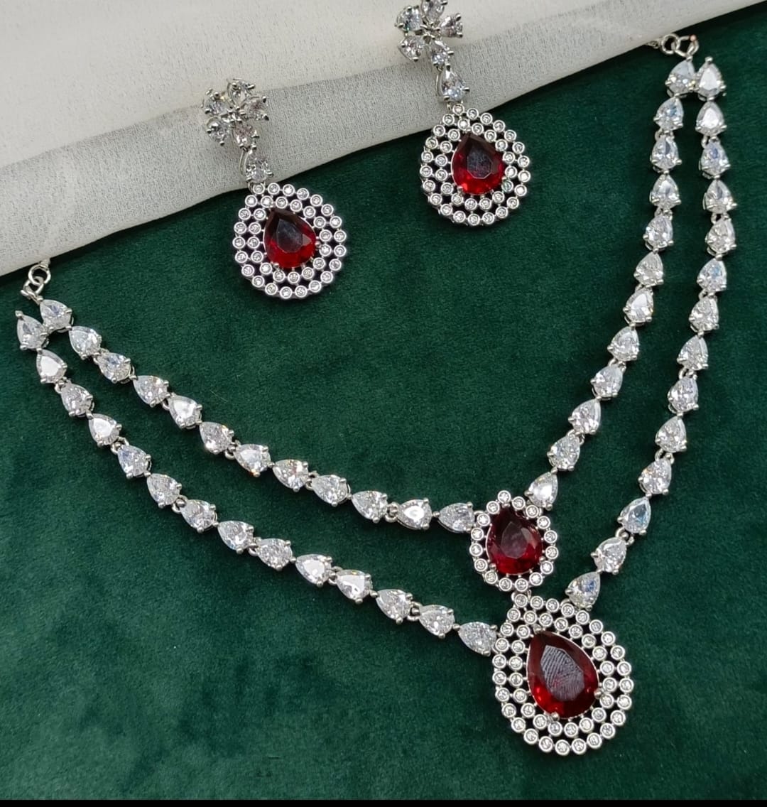 AD Red Wine Charm Partywear Neckset