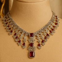 Royal Red Ruby and Diamond Necklace