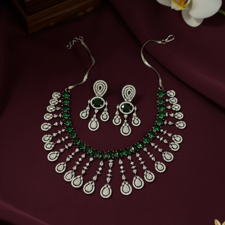 Luxury Green American Diamond-Emerald Cascade