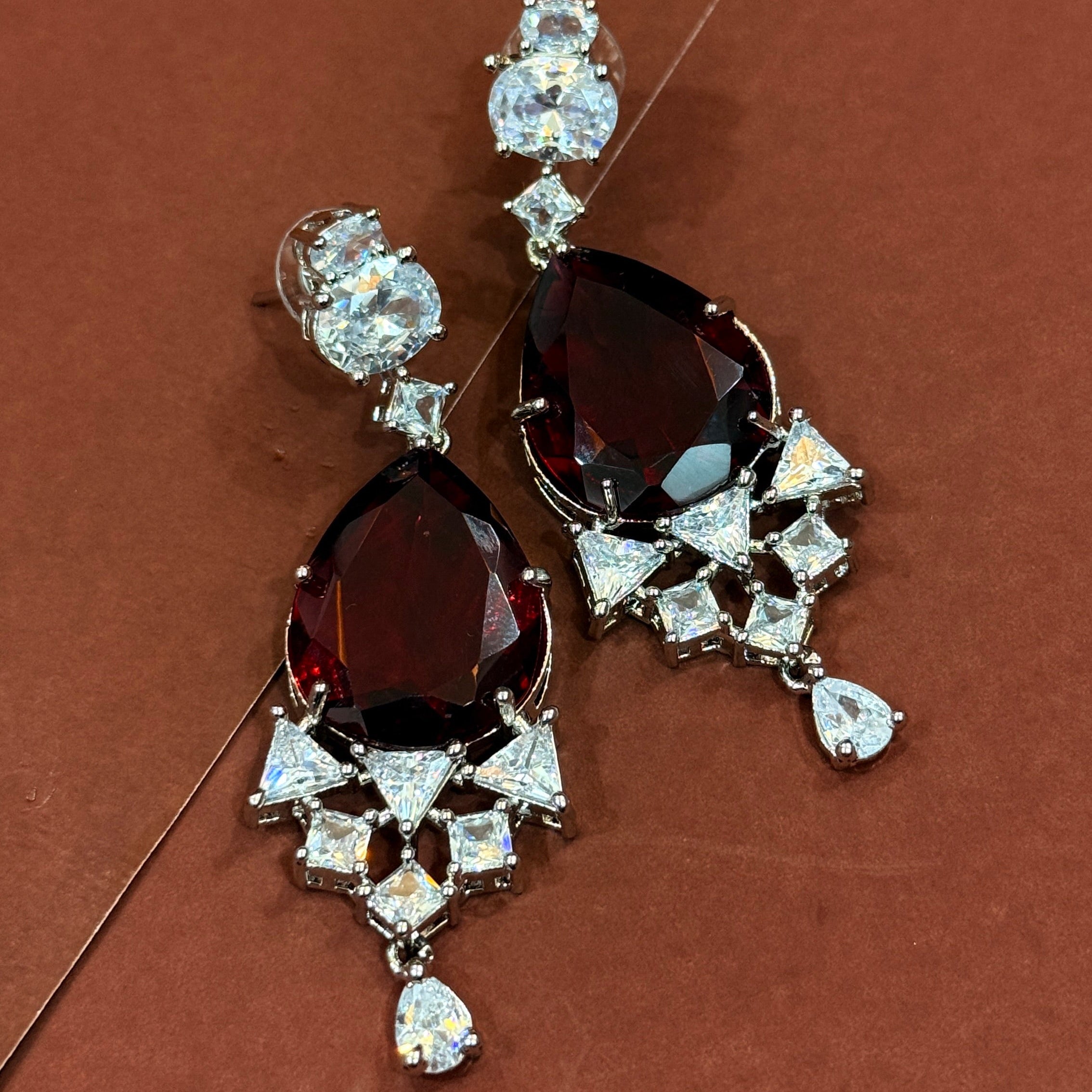 Red wine Cubic Zironia pendent set