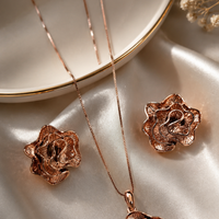 Rose Gold Floral Pendant Set with Earrings