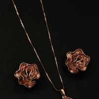 Rose Gold Floral Pendant Set with Earrings
