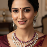 Ruby Radiance American Diamond Necklace Set