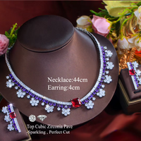 Purple Red Bridal Jewelry Set for Women Luxury Wedding