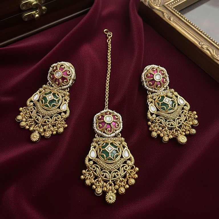 Rajwada Ruby & Emerald Kundan Choker Set