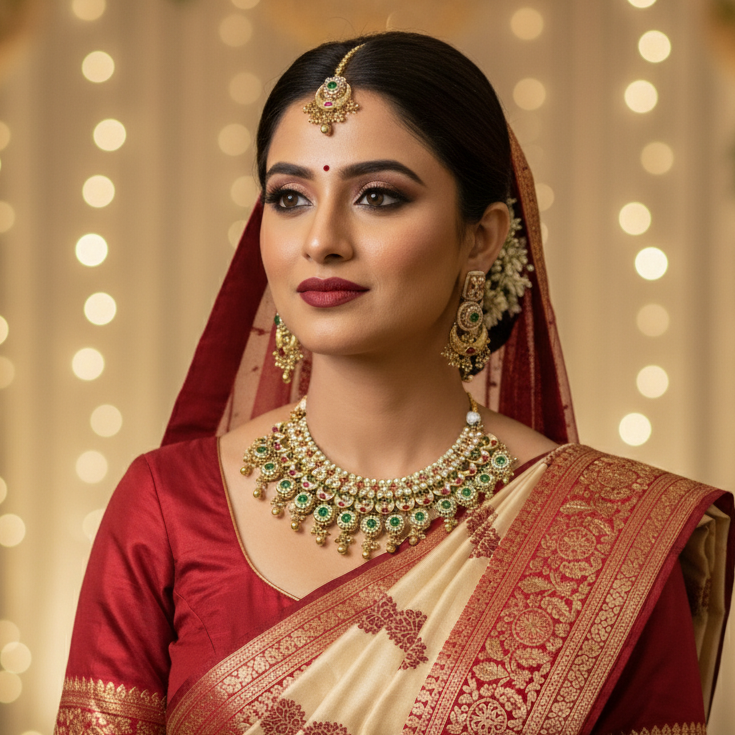 Emerald Royale Antique Kundan Bridal Necklace Set