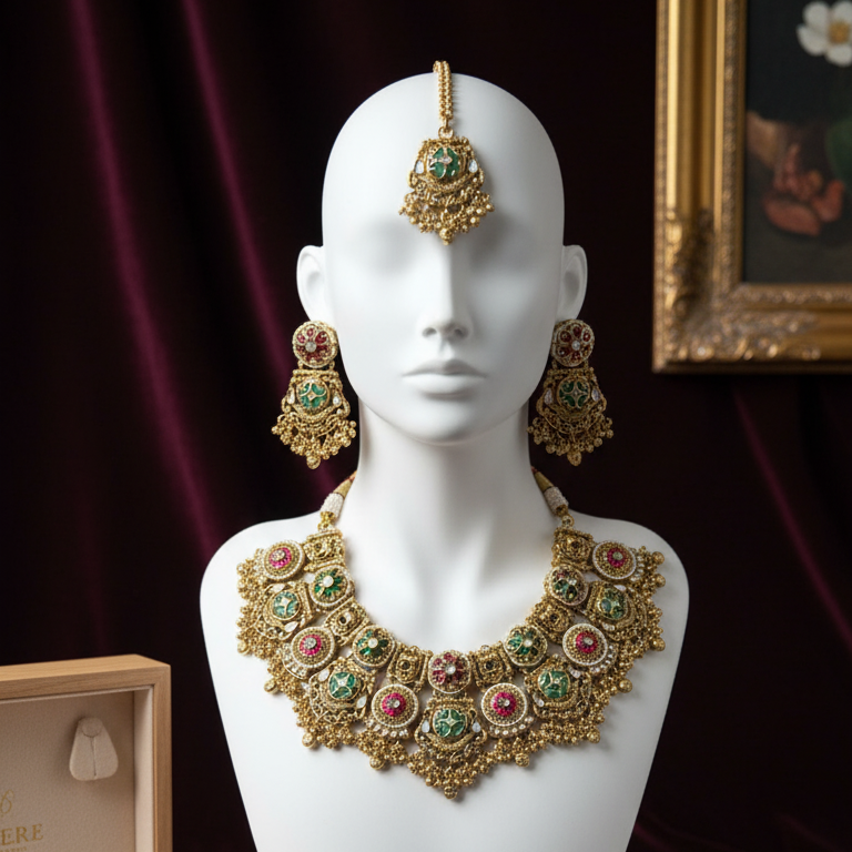 Rajwada Ruby & Emerald Kundan Choker Set